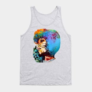 Queen of Afro Hair Spring Flowers Colored Art Tank Top